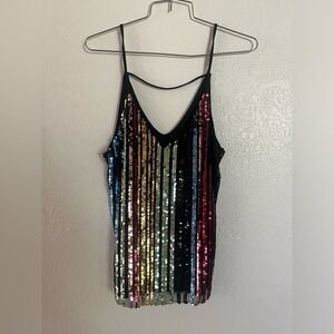 Rainbow Shimmer Sequin Tank Top